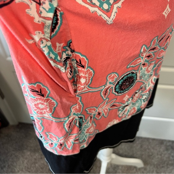 Ellen Tracy Floral Print Tunic Dress Keyhole Neckline 3/4 Sleeve Casual XL - Picture 4 of 8